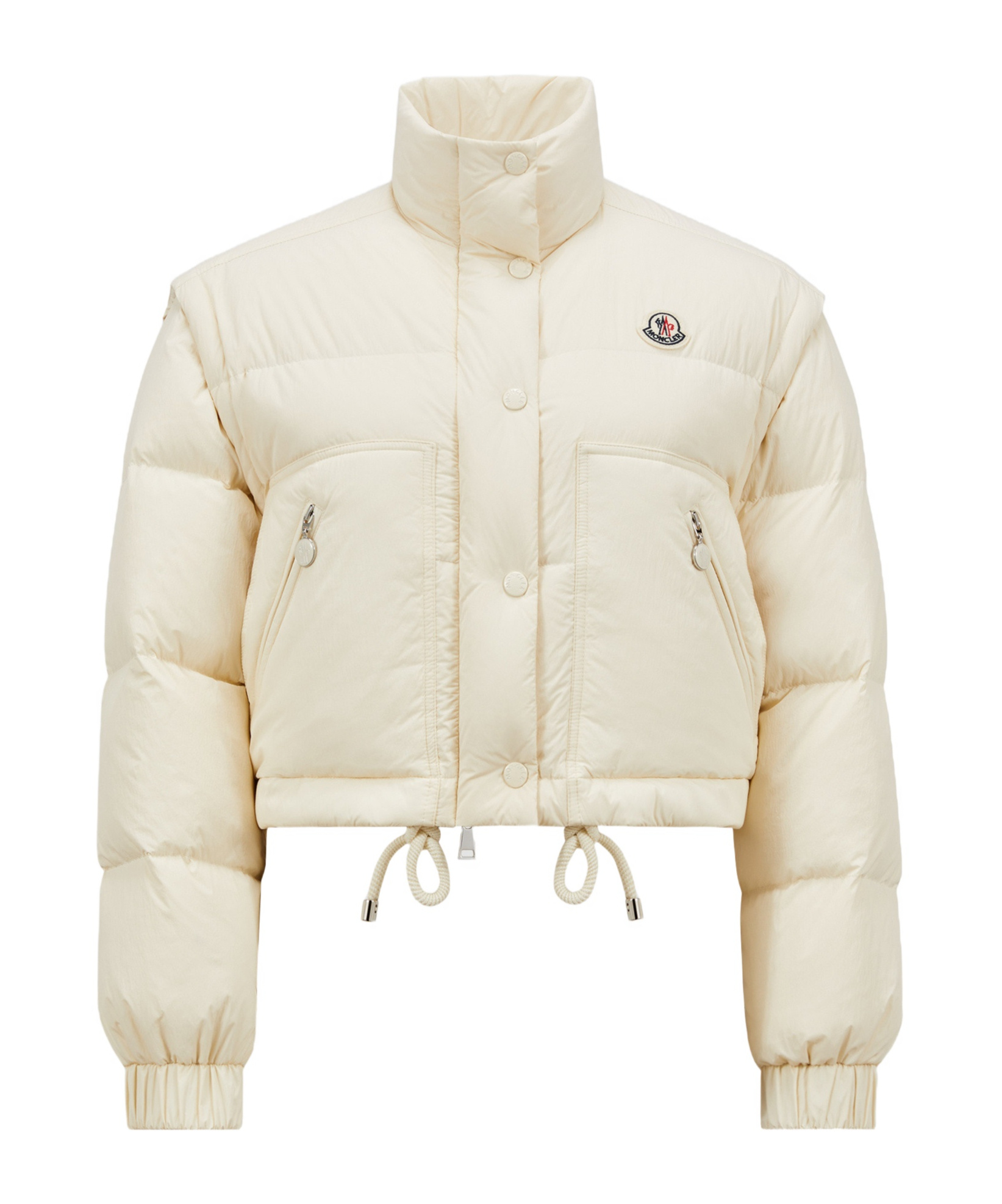 Moncler Selle Logo Patch Zipped Jacket In White
