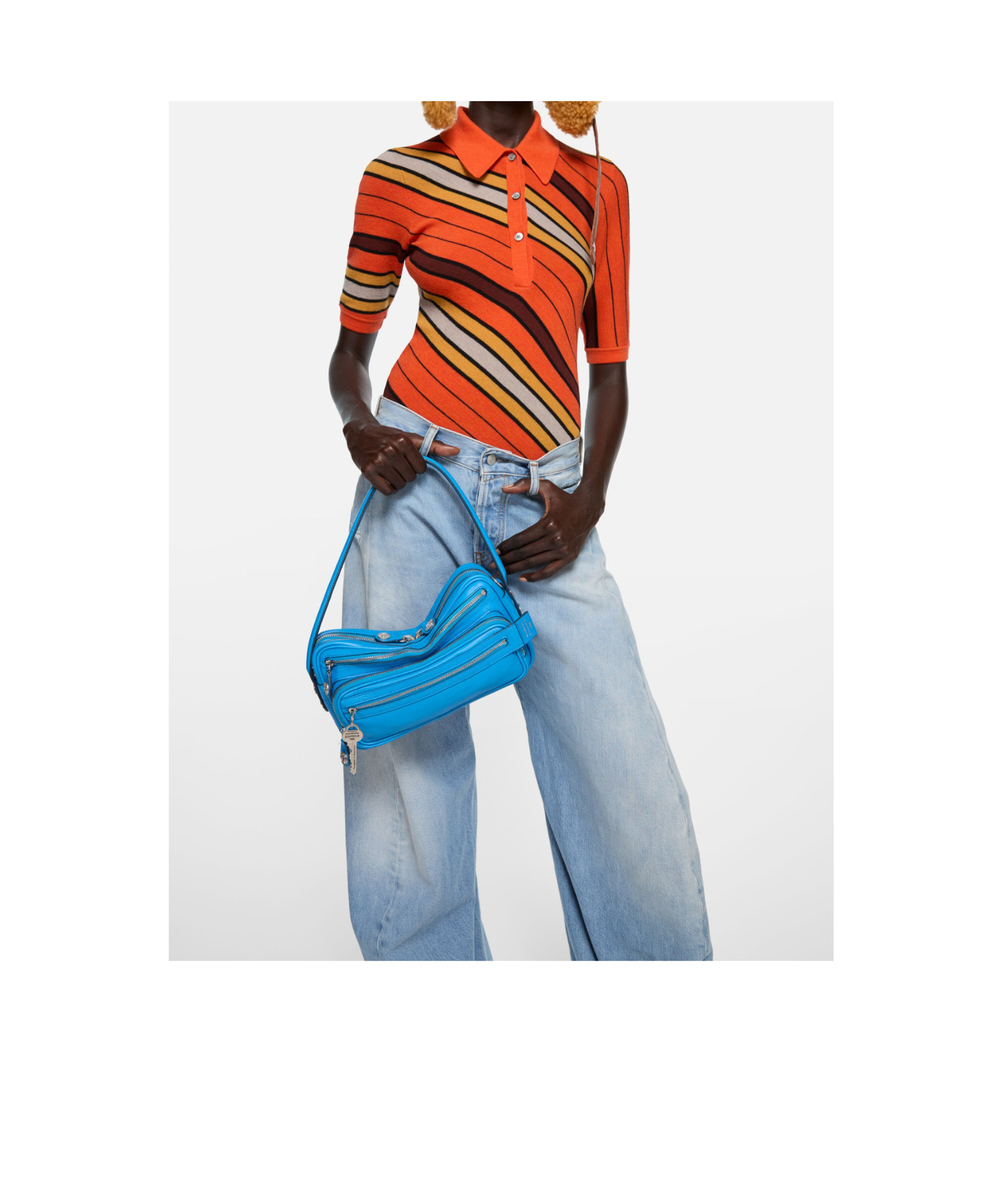 Acne Studios Camero Party Small Leather Shoulder Bag In Blue