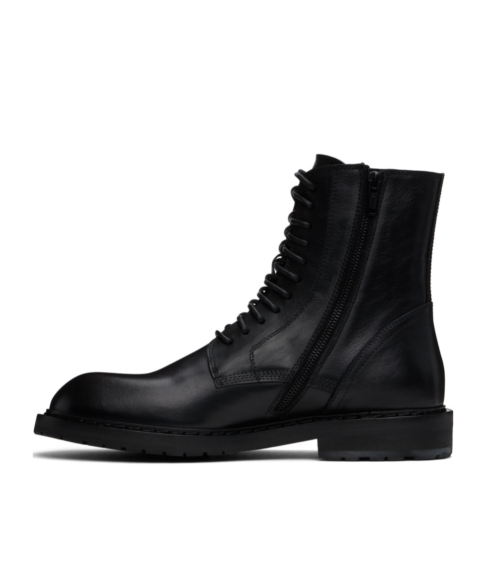 Ann Demeulemeester Round Toe Ankle Boots In Black