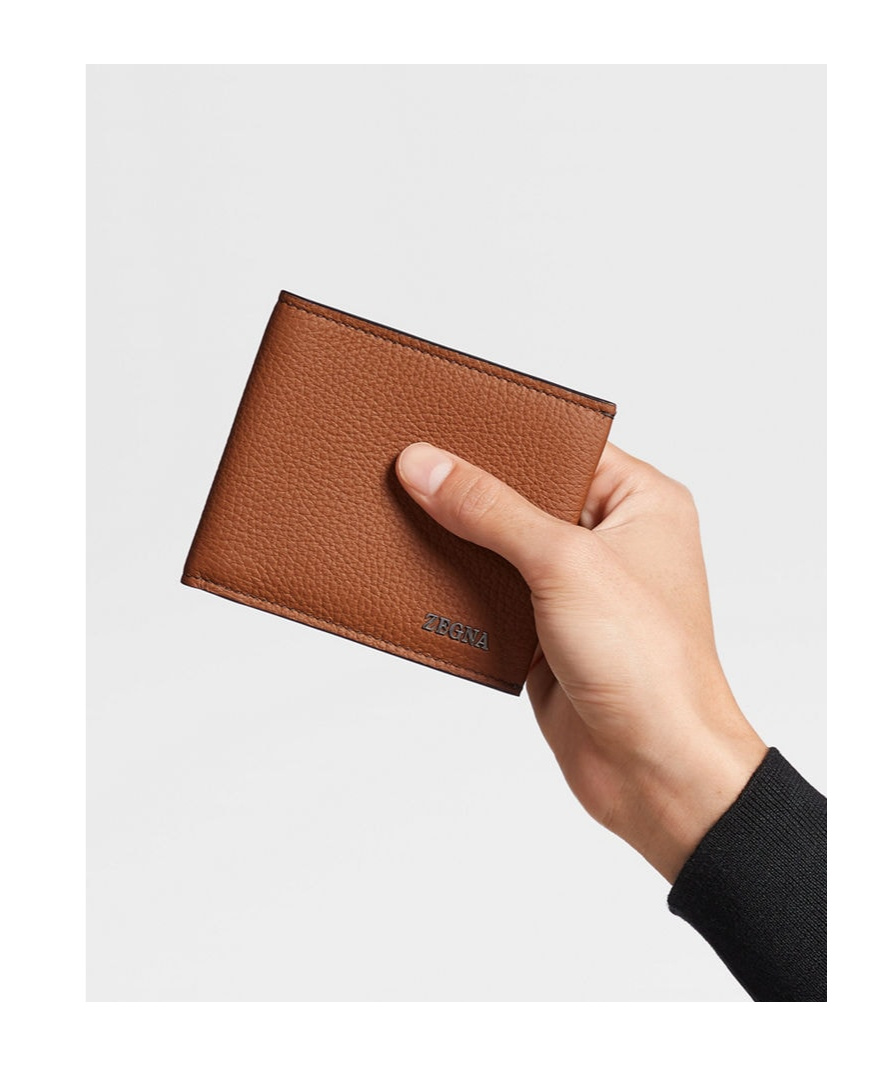 Zegna Logo-plaque Leather Wallet In Brown