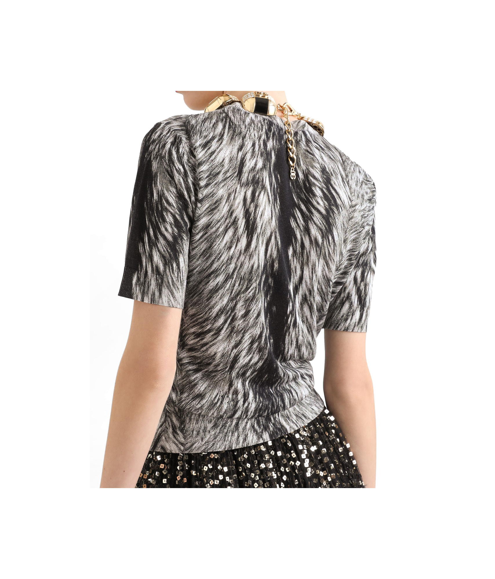 Shop Dolce & Gabbana Short Sleeve Sweater In Pelliccia Fdo.grigio