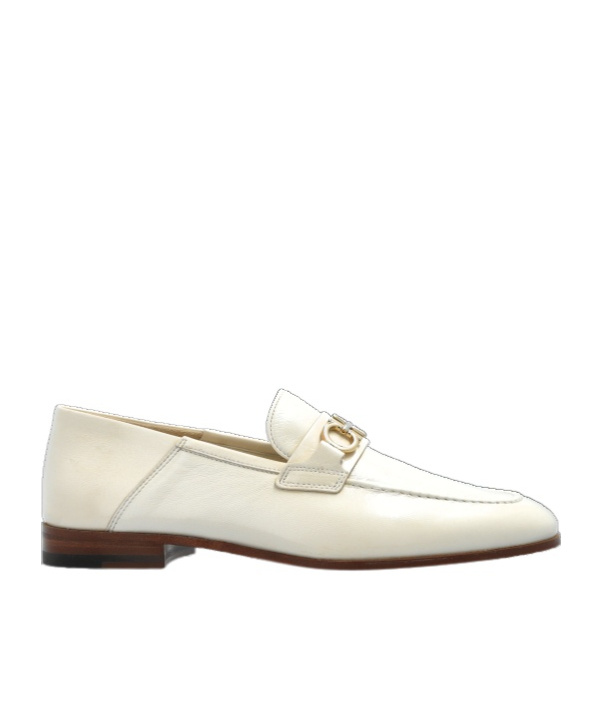 Ferragamo Biarritz Gancini Leather Loafers In White
