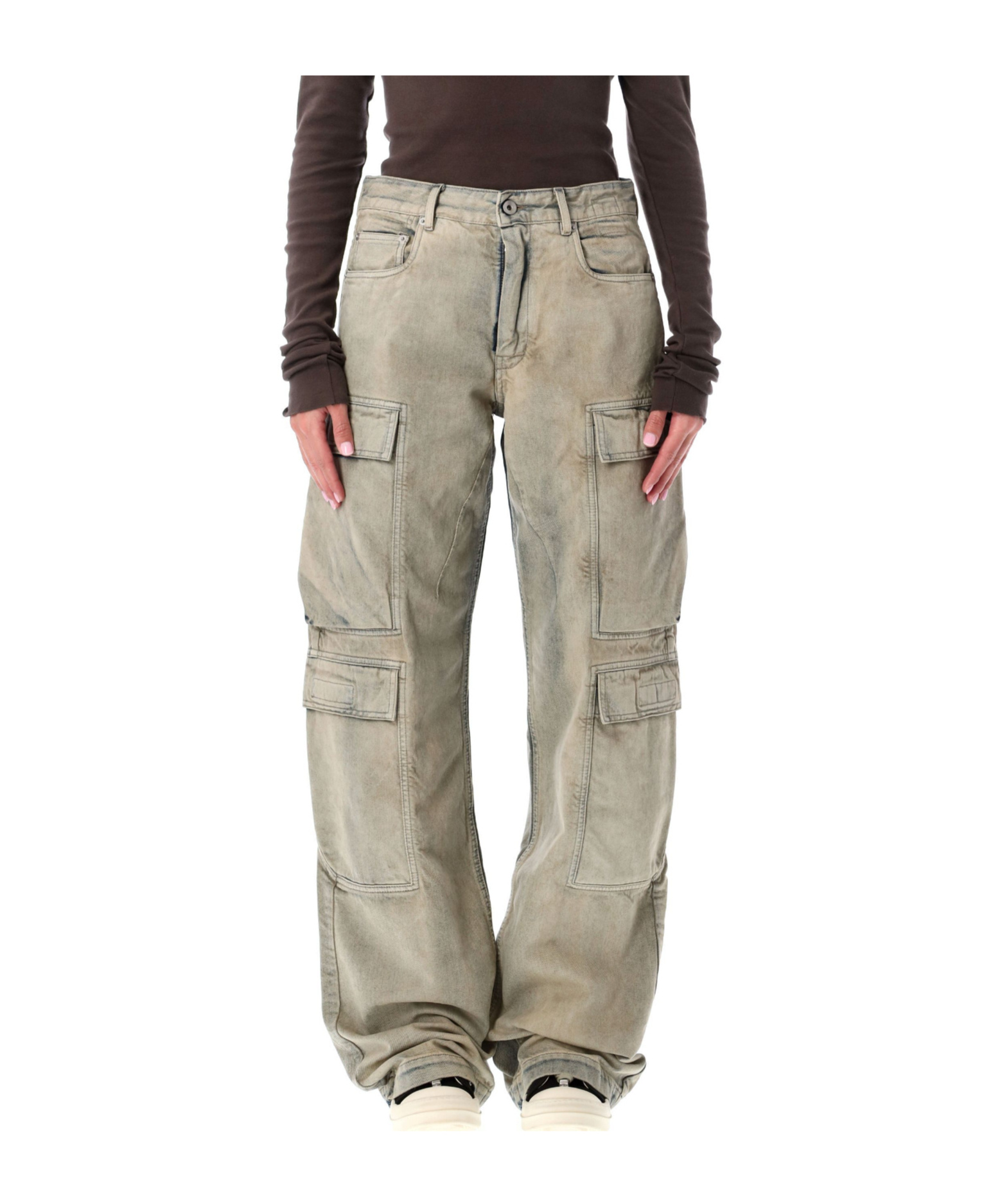 Rick Owens Drkshdw Utility Straight Leg Cargo Denim Trousers In Brown