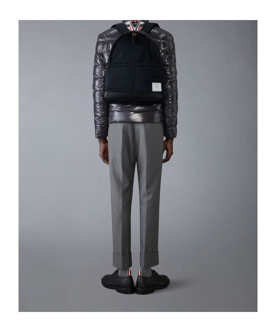 Thom Browne Black Poly Twill Multipocket Backpack In Black