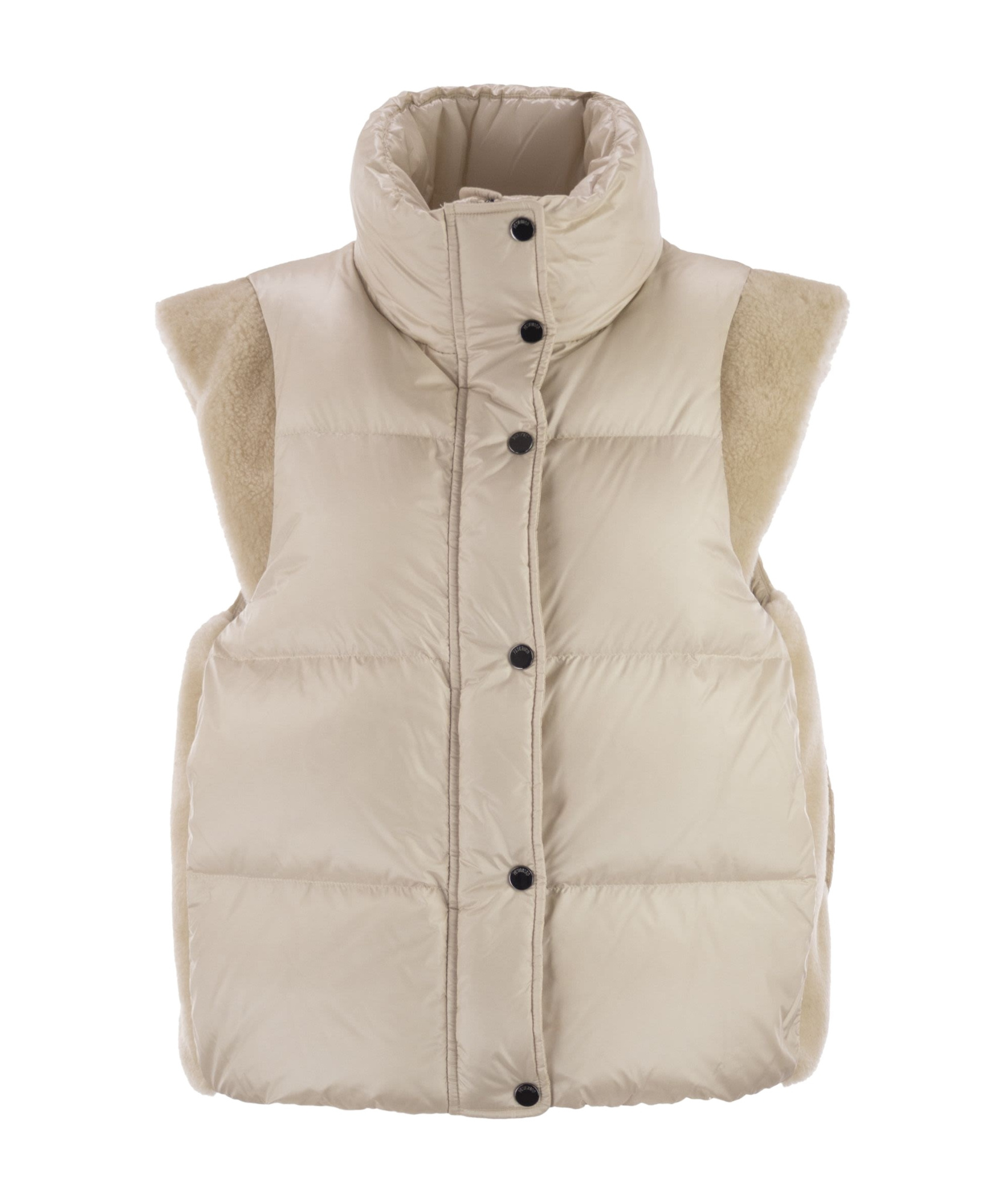 Peserico Down Vest With Winged Collar In Neutral