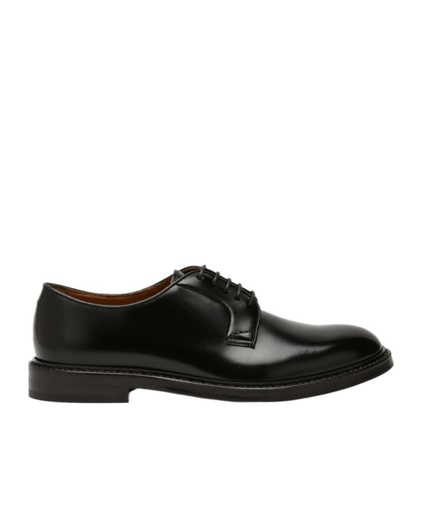 Doucal's Polished Derby Shoes With Lace-up Design In Black