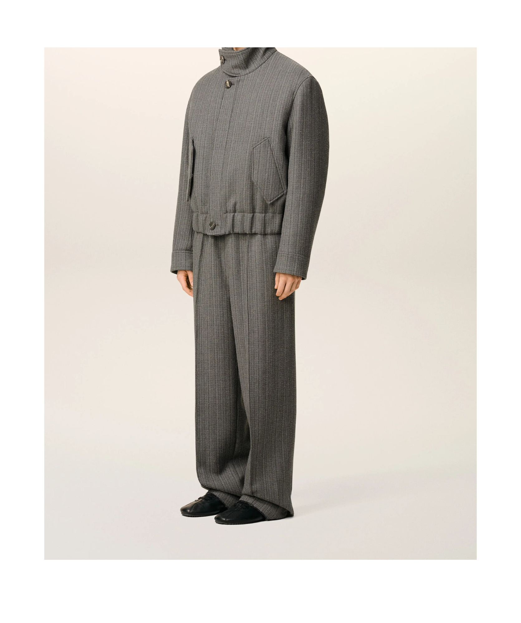 Ami Alexandre Mattiussi Grey Wool Herringbone Harrington Jacket Grey In Gray