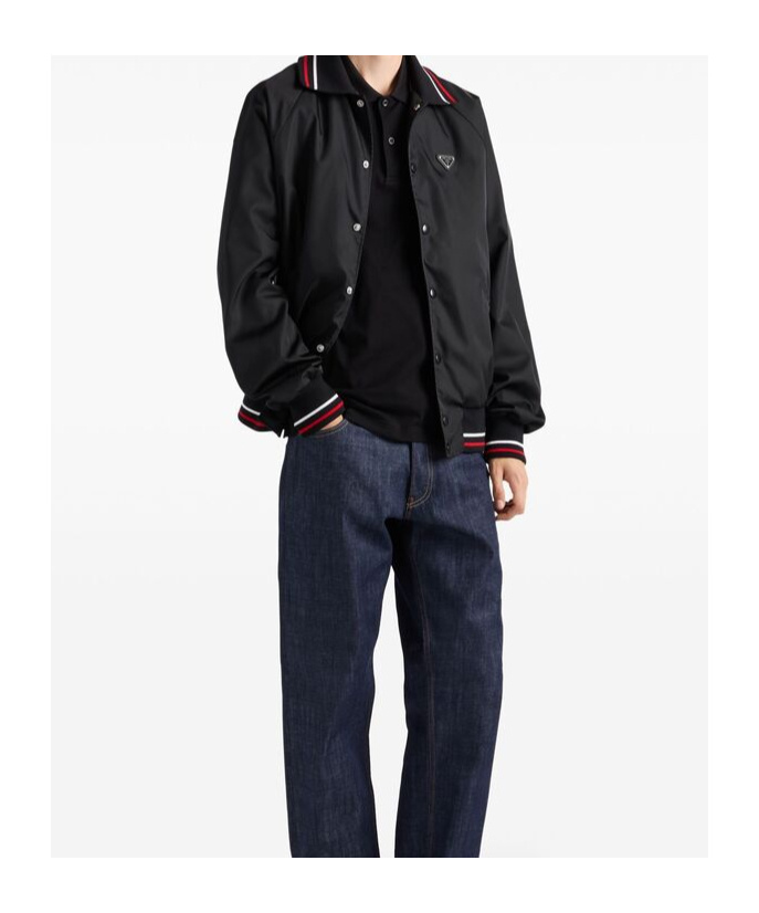 Prada Short-sleeved Piqué Polo Shirt In Black