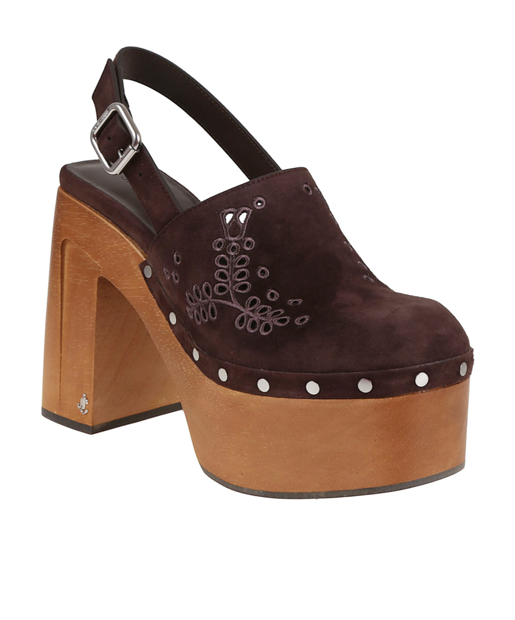 Jimmy Choo Alida Embroidered Suede Platform Clogs In Brown