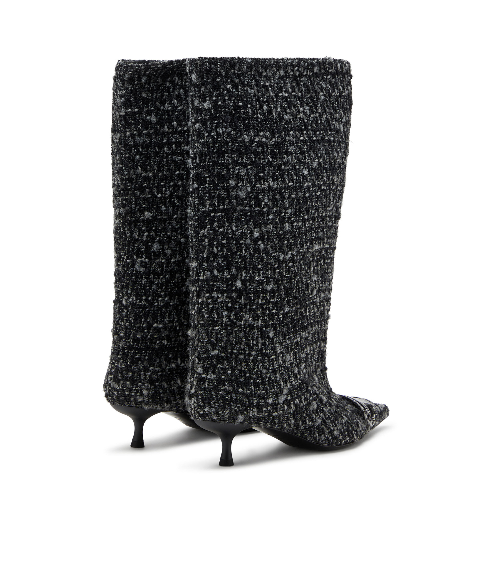 Diesel Tweed Boots With Kitten Heel And Buckle In Black