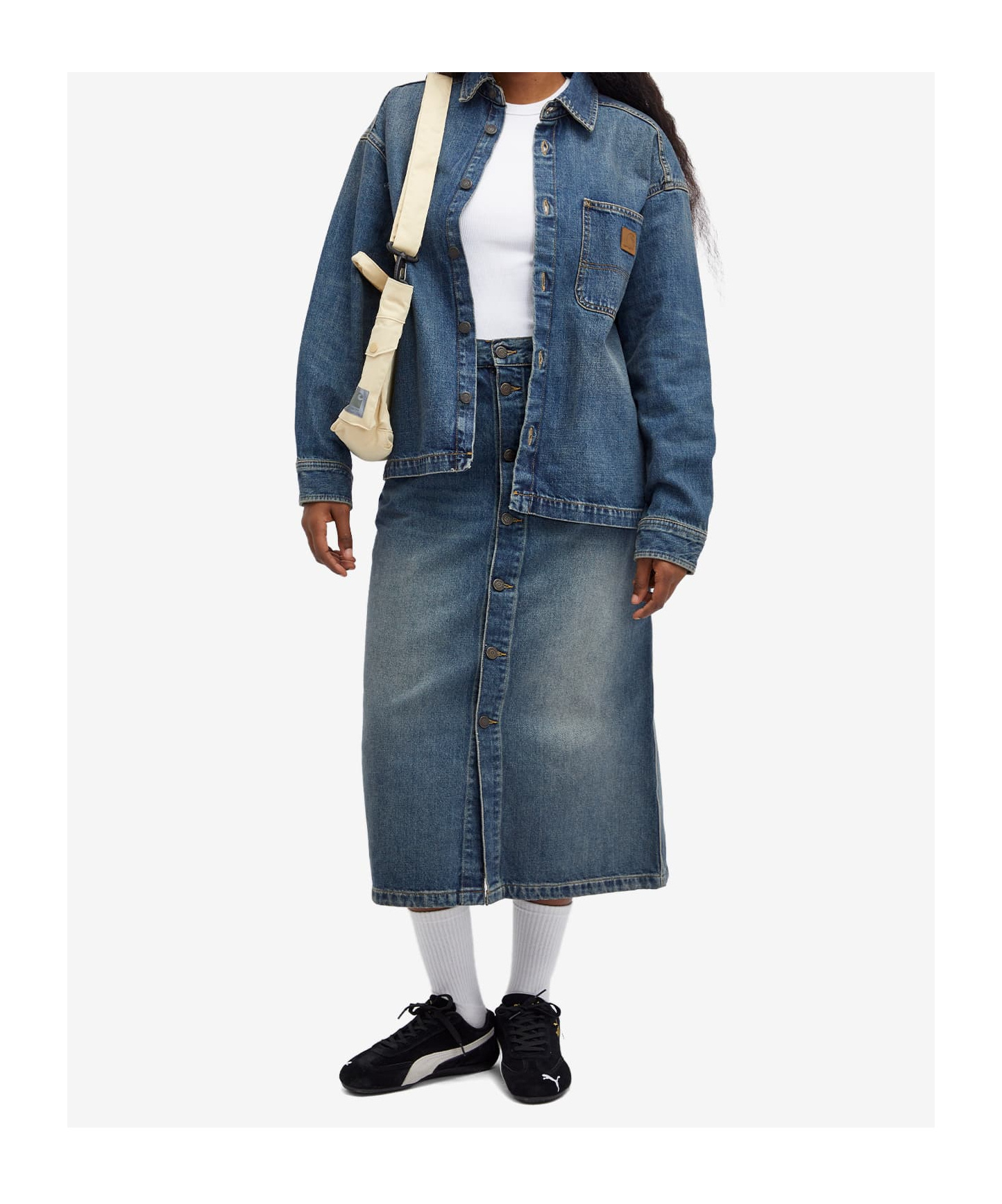 Carhartt Blue Marvin Denim Midi Skirt In Blue