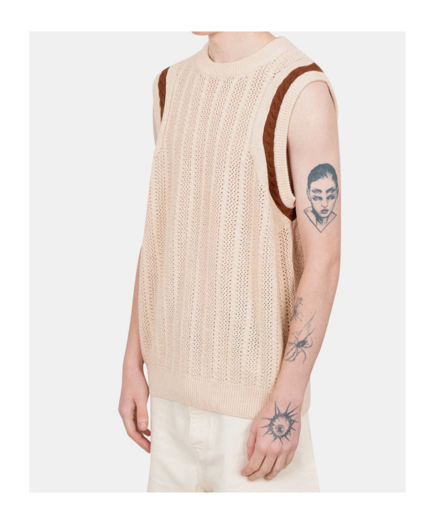 Drôle De Monsieur Cotton-cashmere Knitted Vest In Neutral