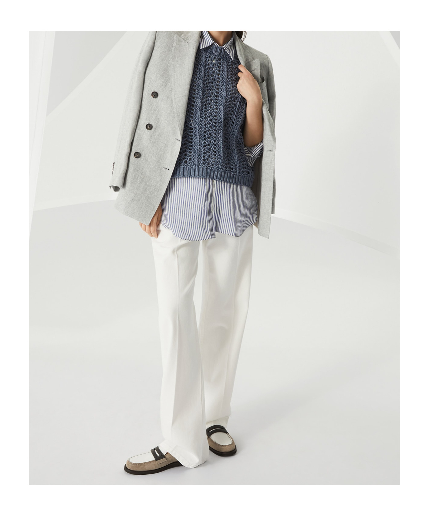 Brunello Cucinelli Open-knit Top In Multicolor