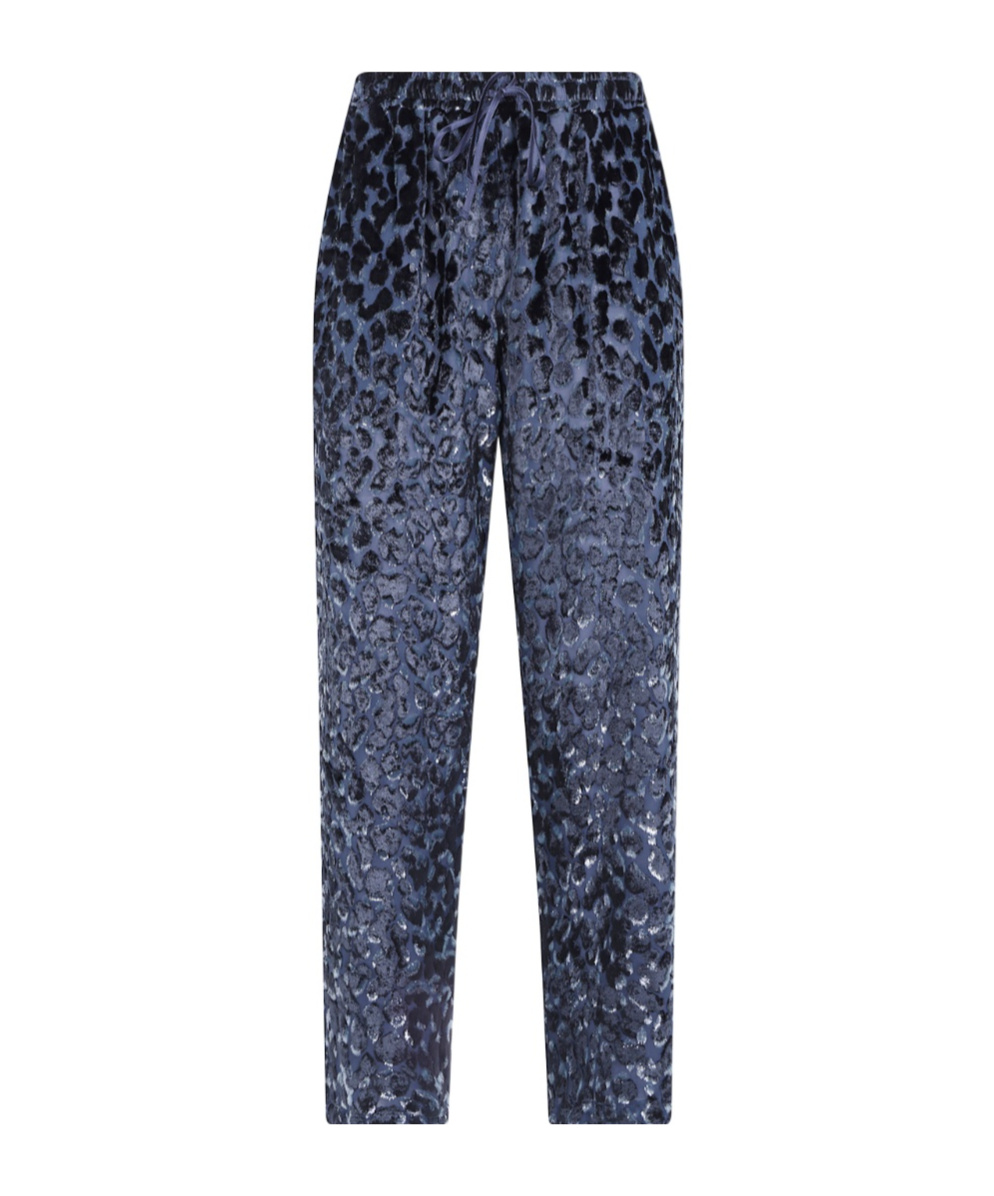 Pierre-louis Mascia Leopard-pattern Drawstring Trousers In Blue