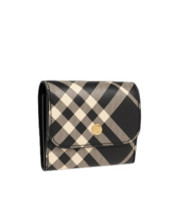 Burberry Check Pattern Folded Wallet In Black