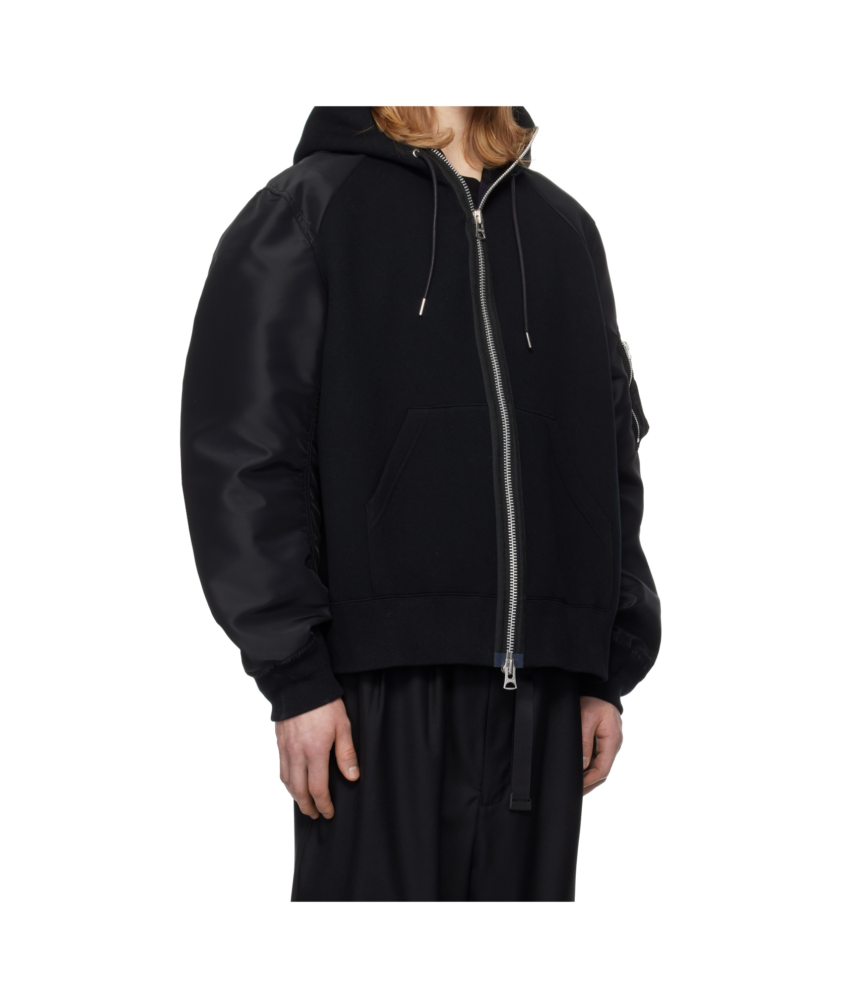 Sacai Zippered Sweatshirt In Black