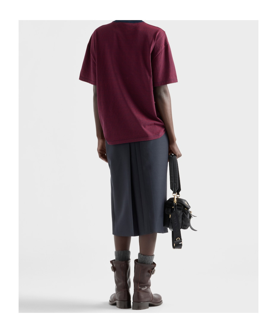 Prada Oversized Striped Jersey T-shirt In Burgundy