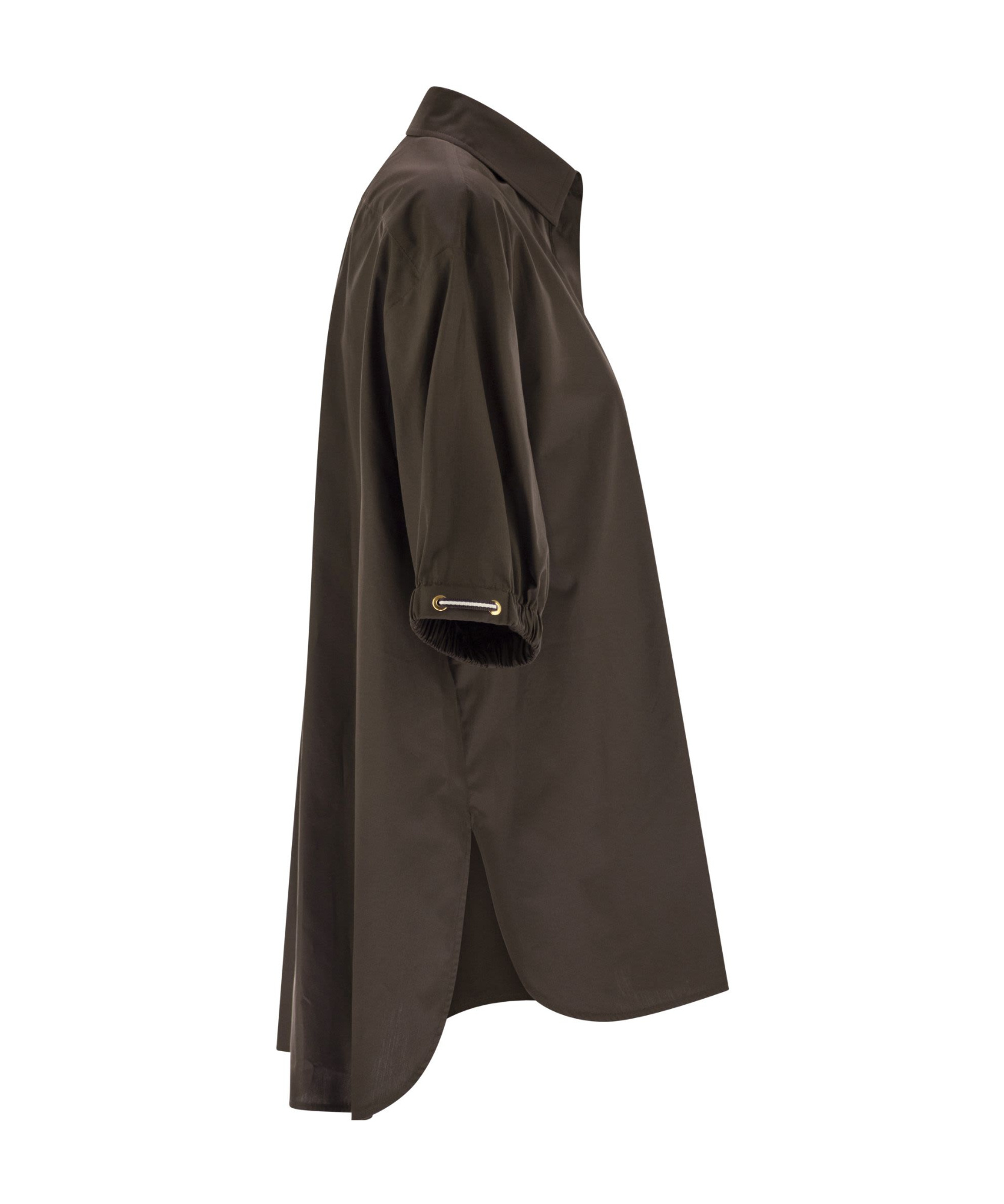 Max Mara Brown Cotton Poplin Teano Shirt In Black
