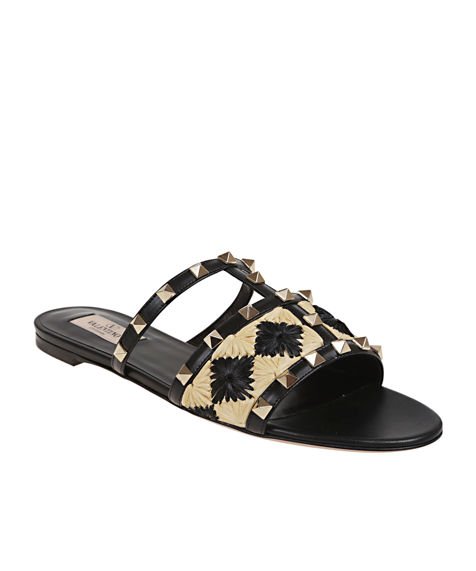 Valentino Garavani Women's Rockstud Slide In Black+natural+black
