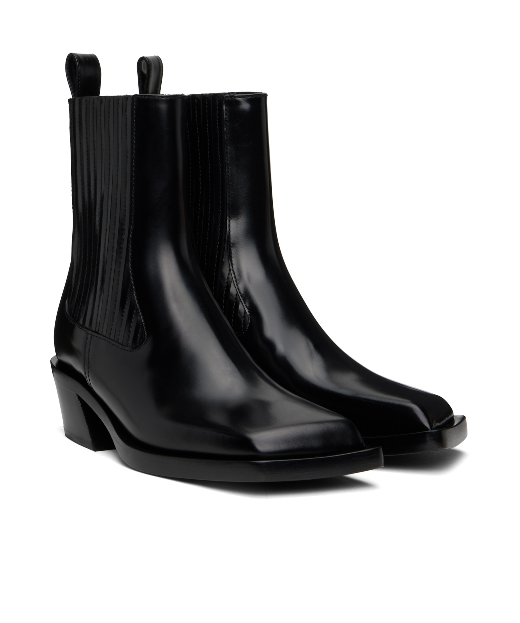 Amina Muaddi 40mm Chiara Brushed Leather Boots In Black