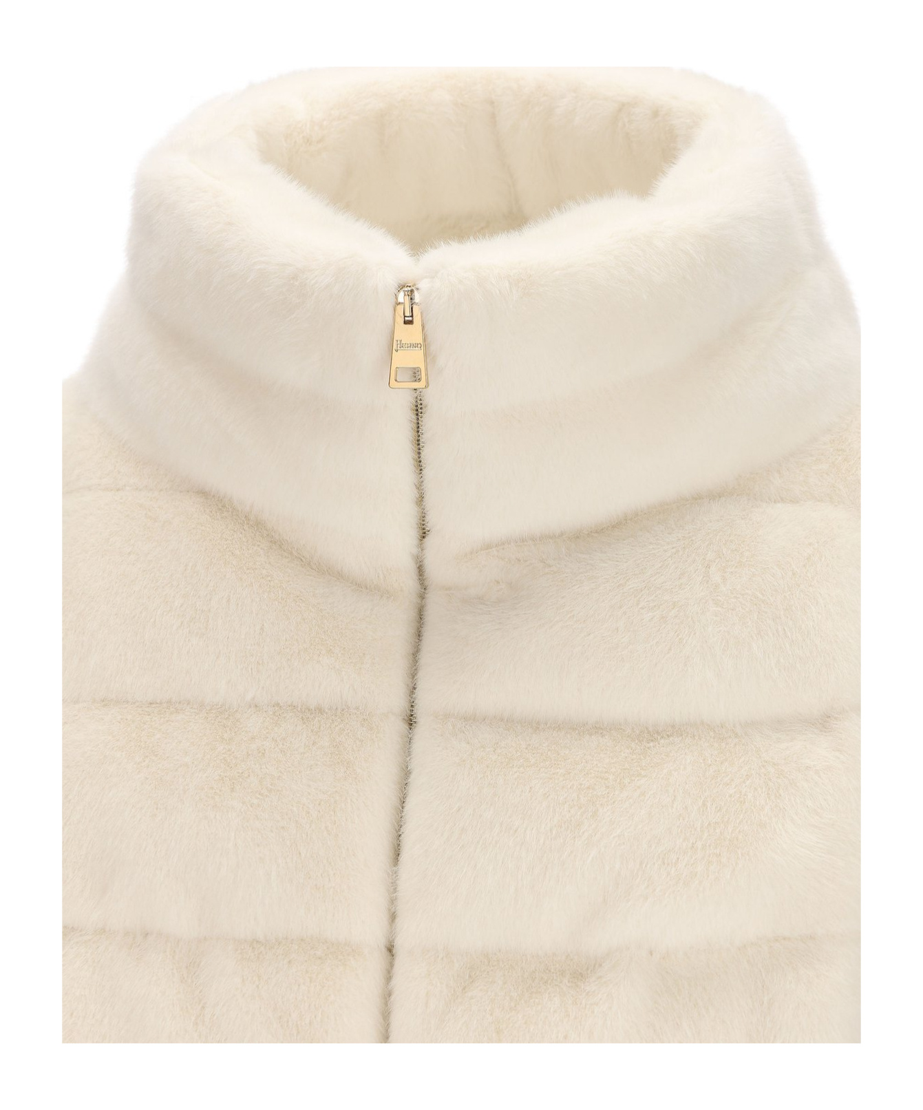 Herno White Quilted Down Jacket With Front Zip Closure In White