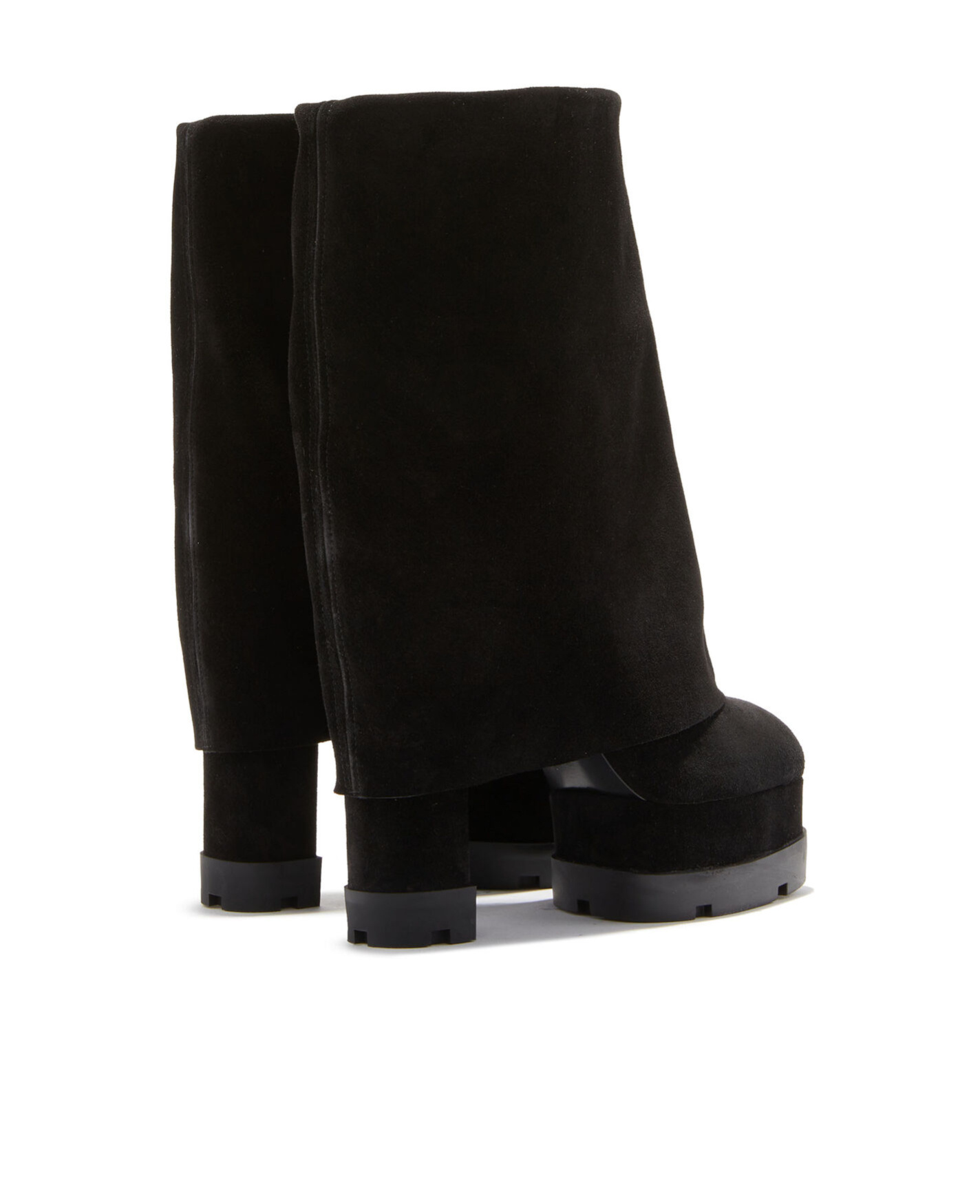Casadei Ribbed-panel Suede Boots In Black
