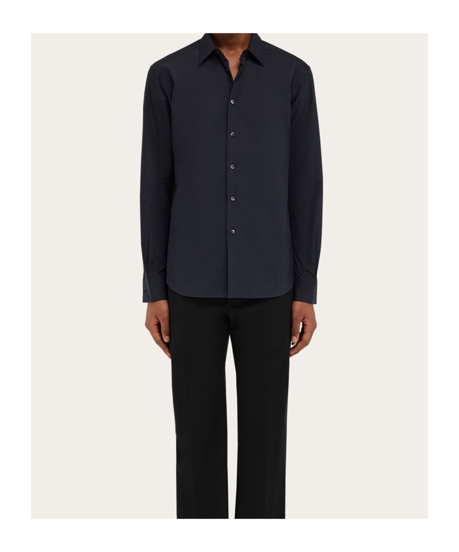 Ferragamo Textured-finish Shirt In Black/new Navy Blue