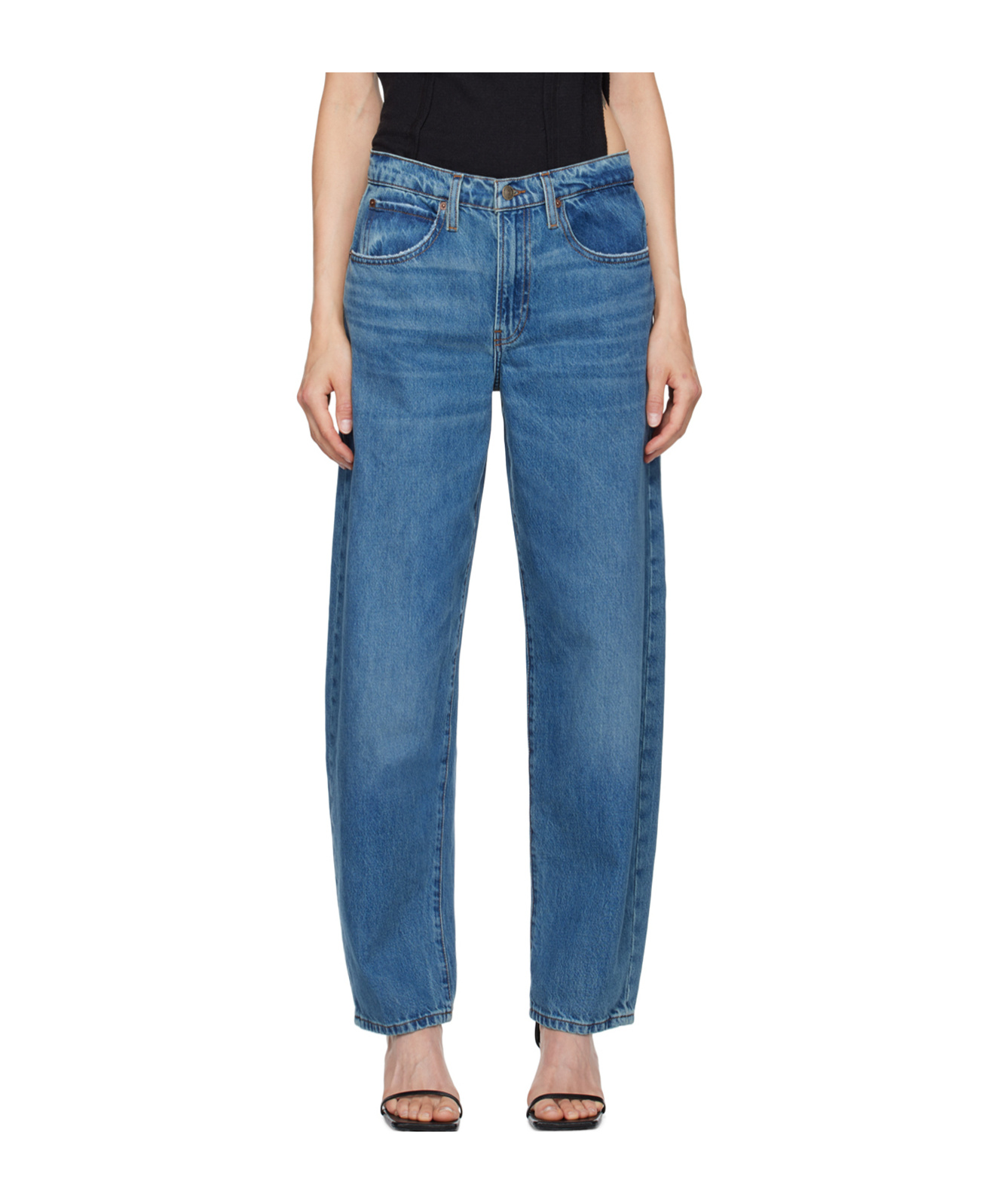 Frame Baggy High Rise Bubble Jeans In Westbury In Blue