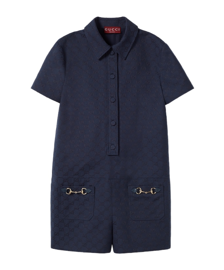 Gucci Gg Canvas Jumpsuit With Horsebit In Black