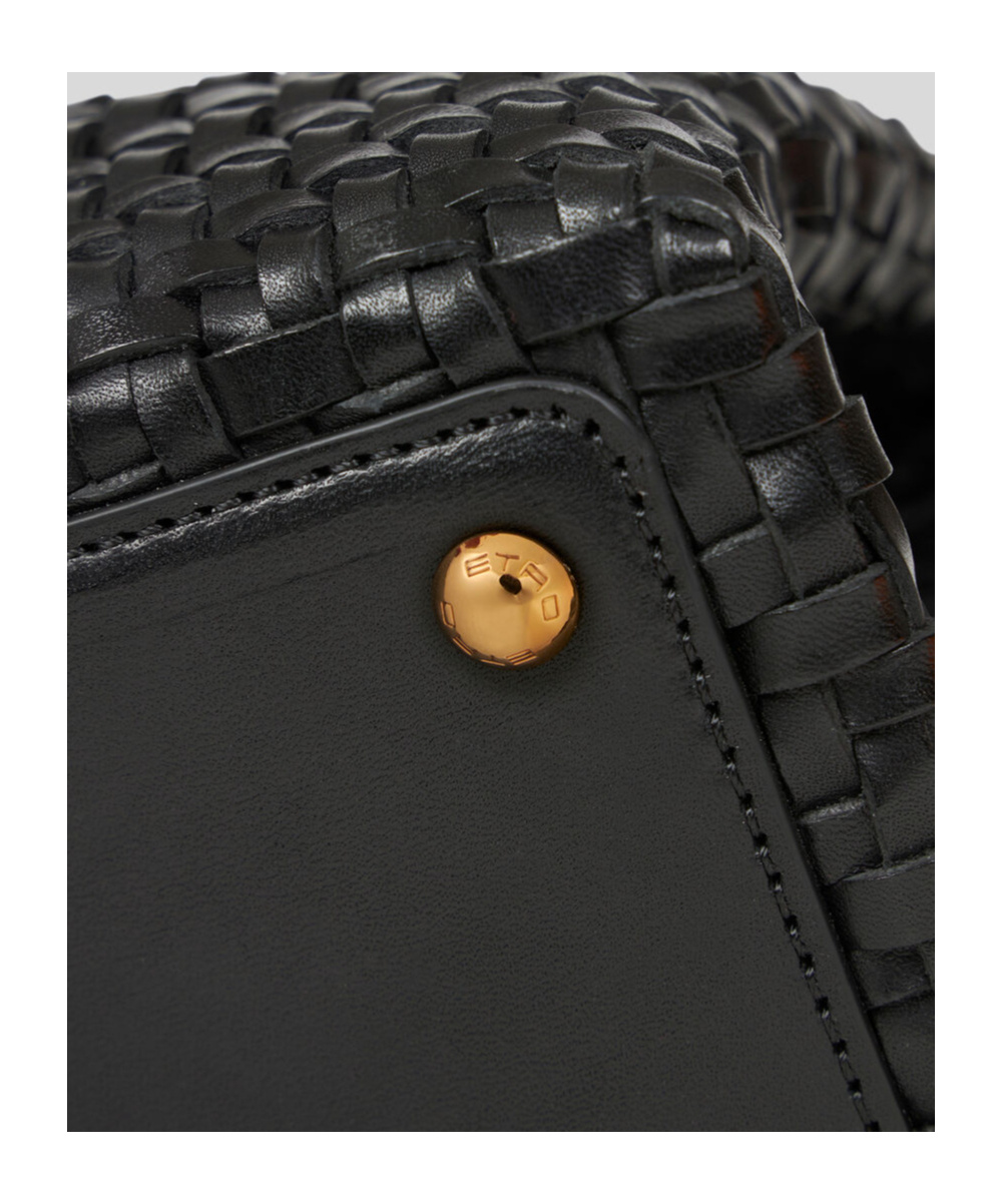 Etro Small Woven Vela Shoulder Bag In Black
