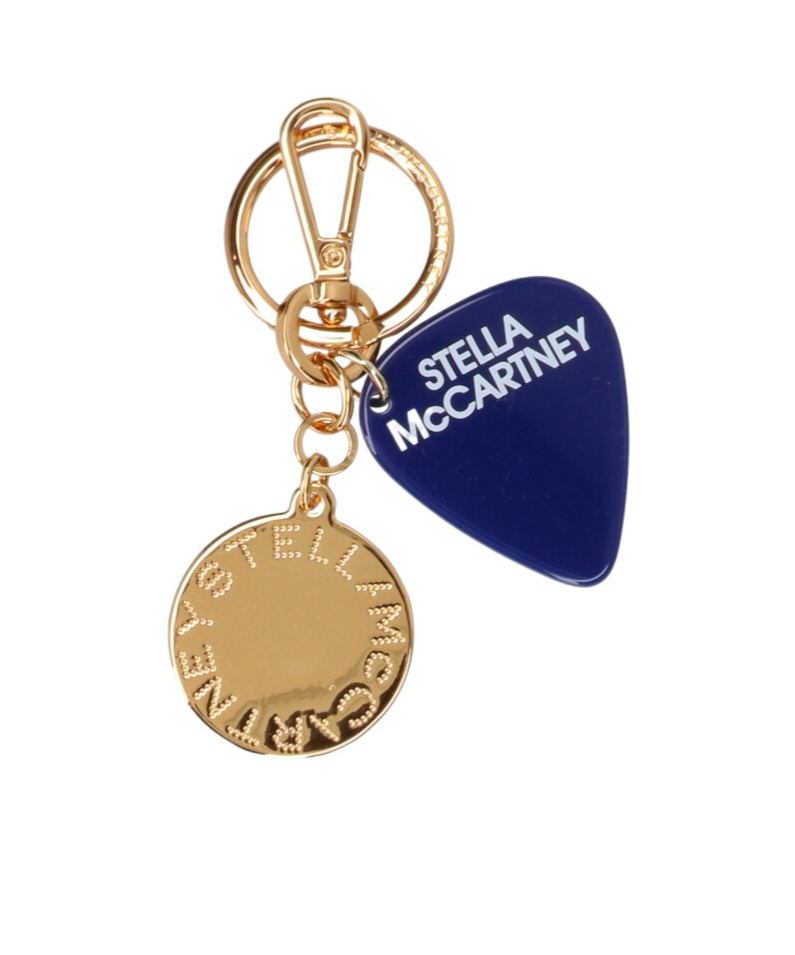 Stella Mccartney Logo Debossed Guitar Pick Bag Charm In Brown