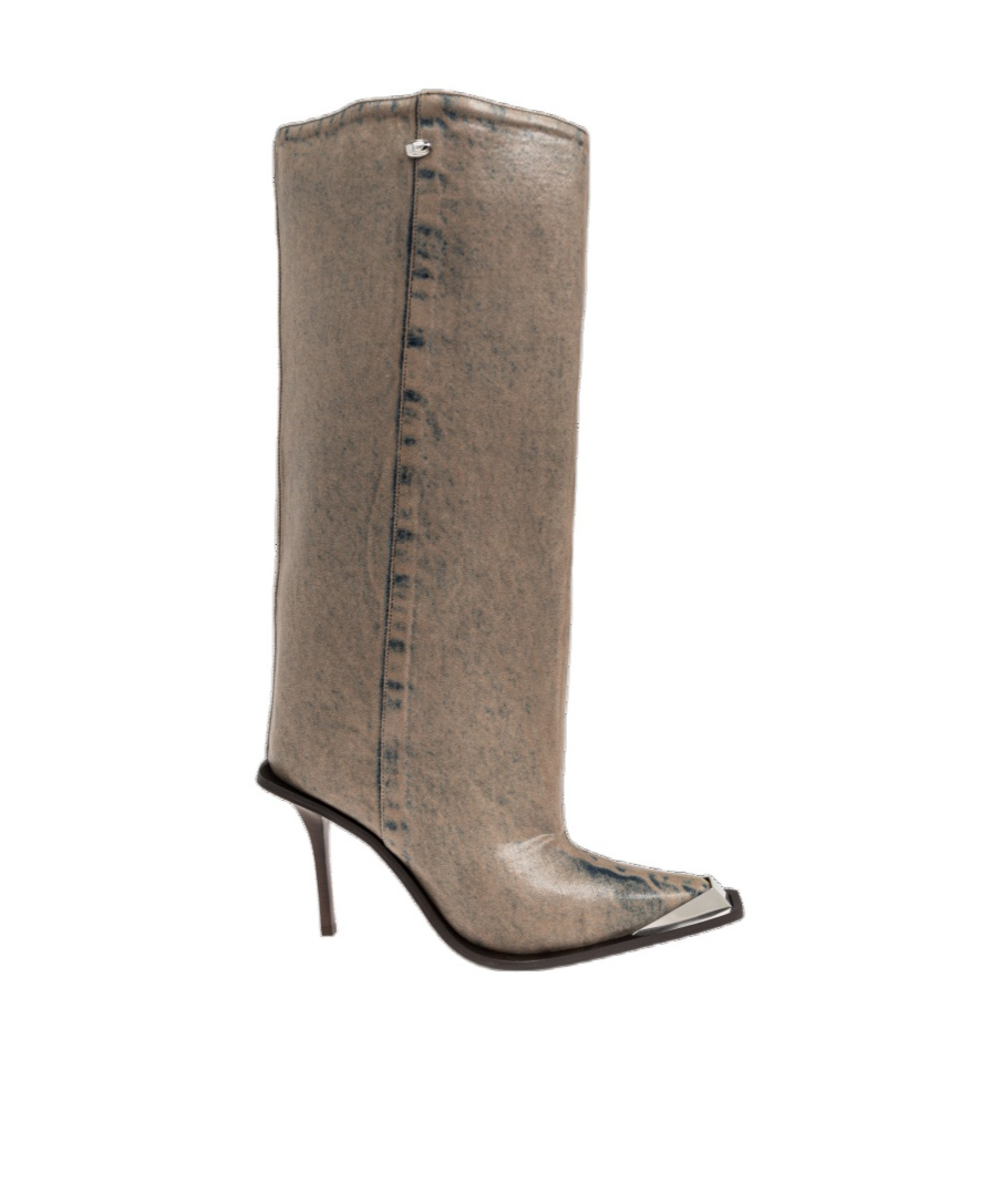 Diesel Taupe D-tona Wb Tall Boots In Multicolor