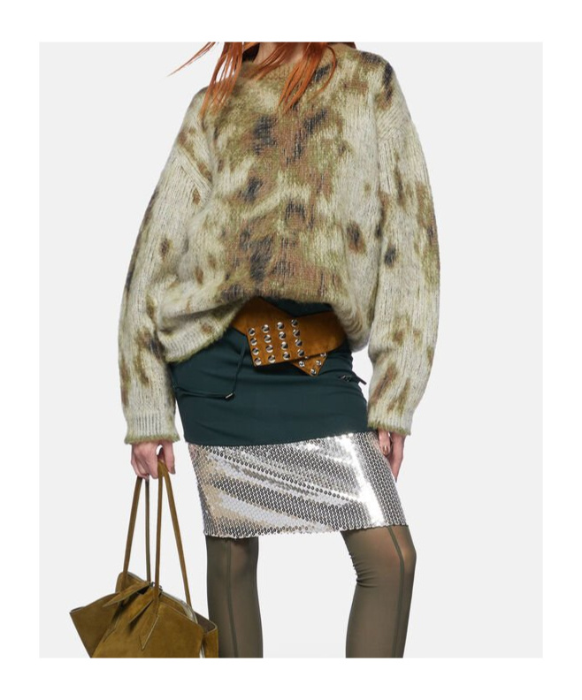 Attico Khaki Abstract Knit Sweater In Nude