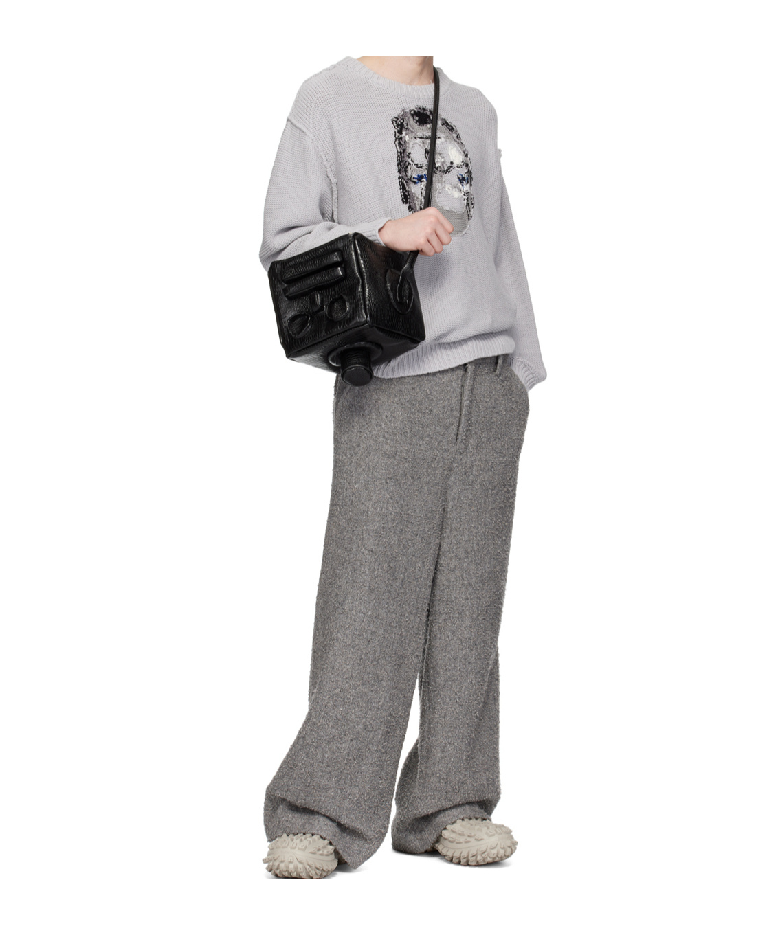 Doublet Small Robot Head Shoulder Bag In Black