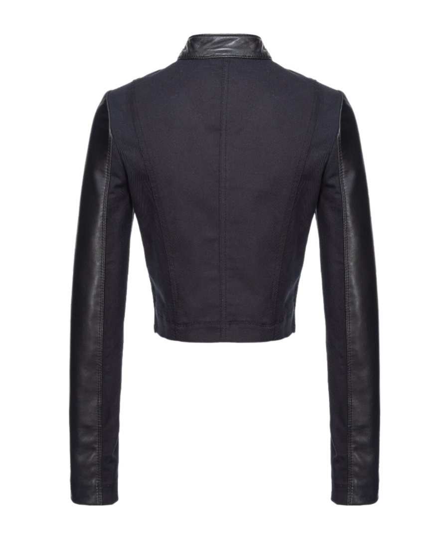 Pinko Zip-up Mock Neck Cropped Jacket In Black