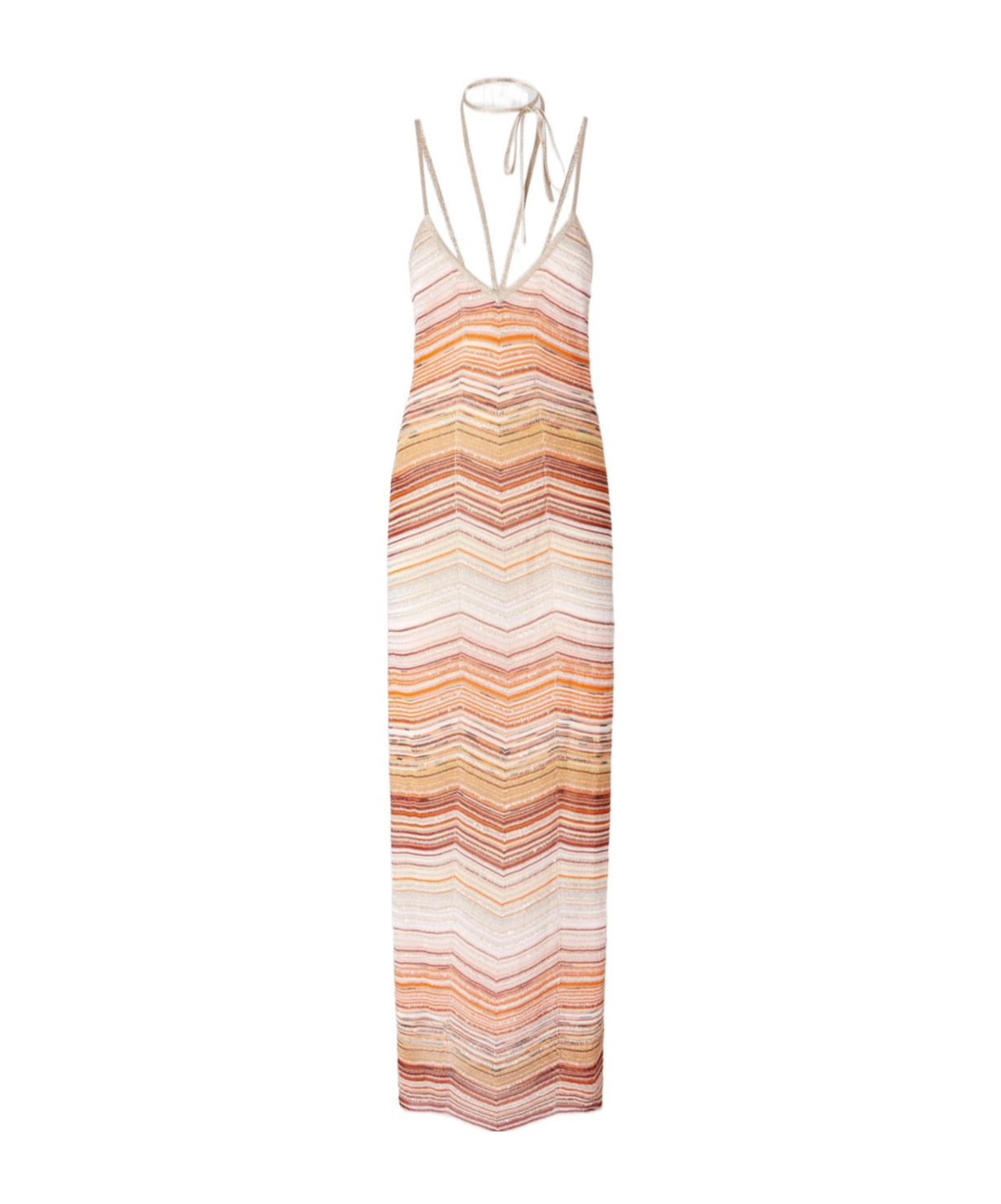 Shop Missoni Chevron-woven Maxi Dress In Nude