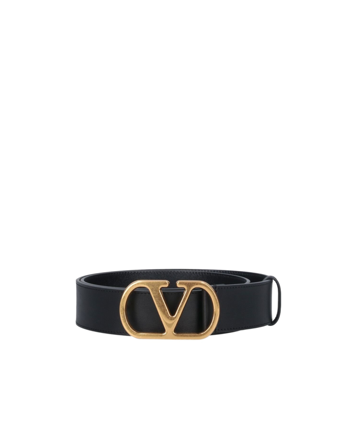 Valentino Adjustable Crocodile Embossed Belt With Gold Buckle In Black