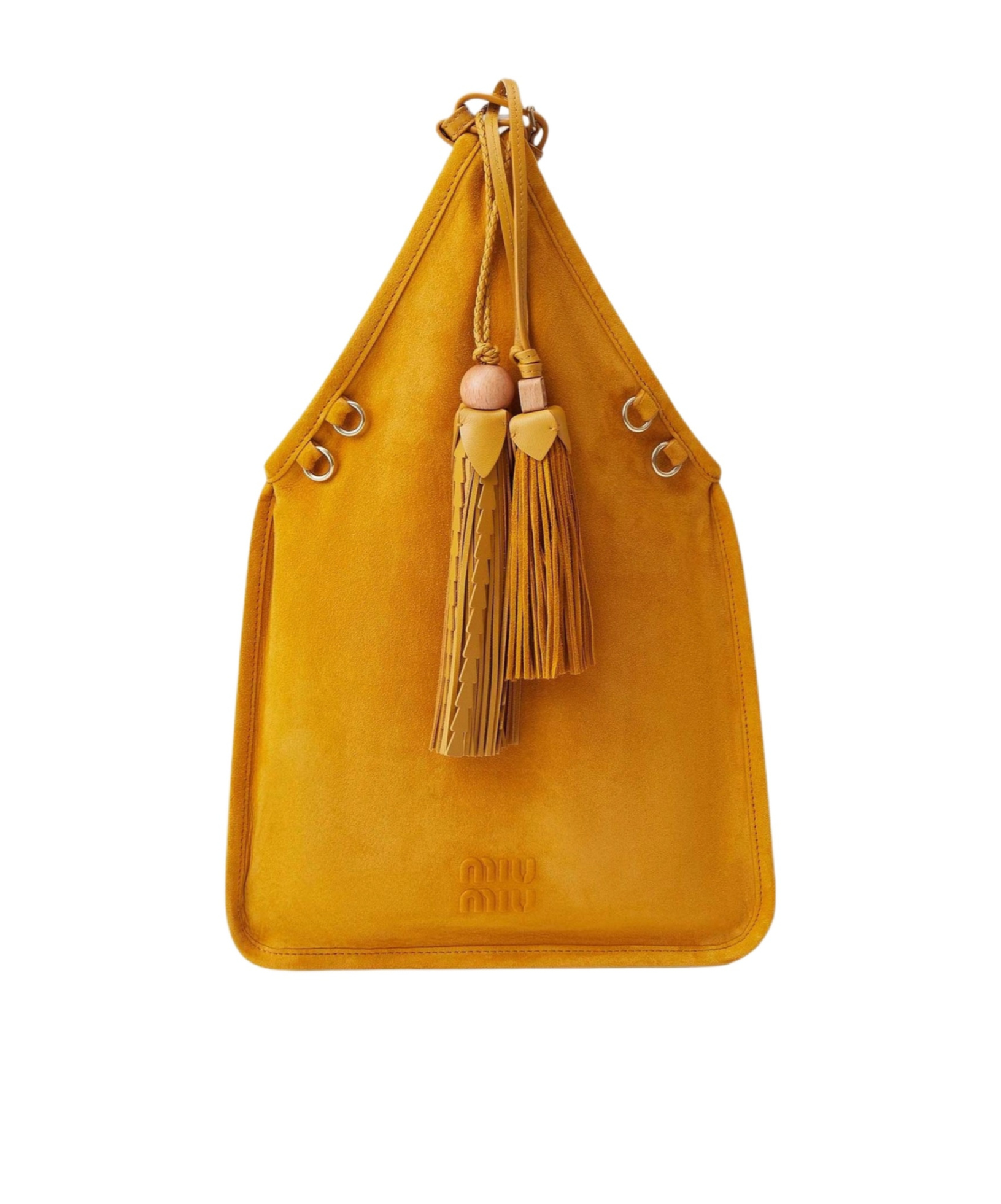 Miu Miu Tassel Leather Tote Bag In Orange