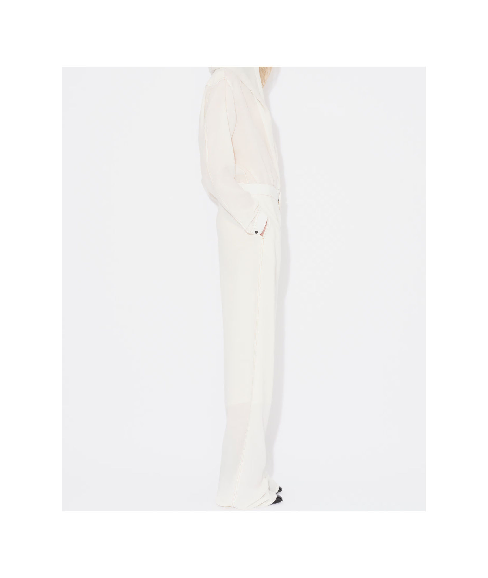 Alaïa Fluid Wool-silk Straight-leg Pants In Neutral