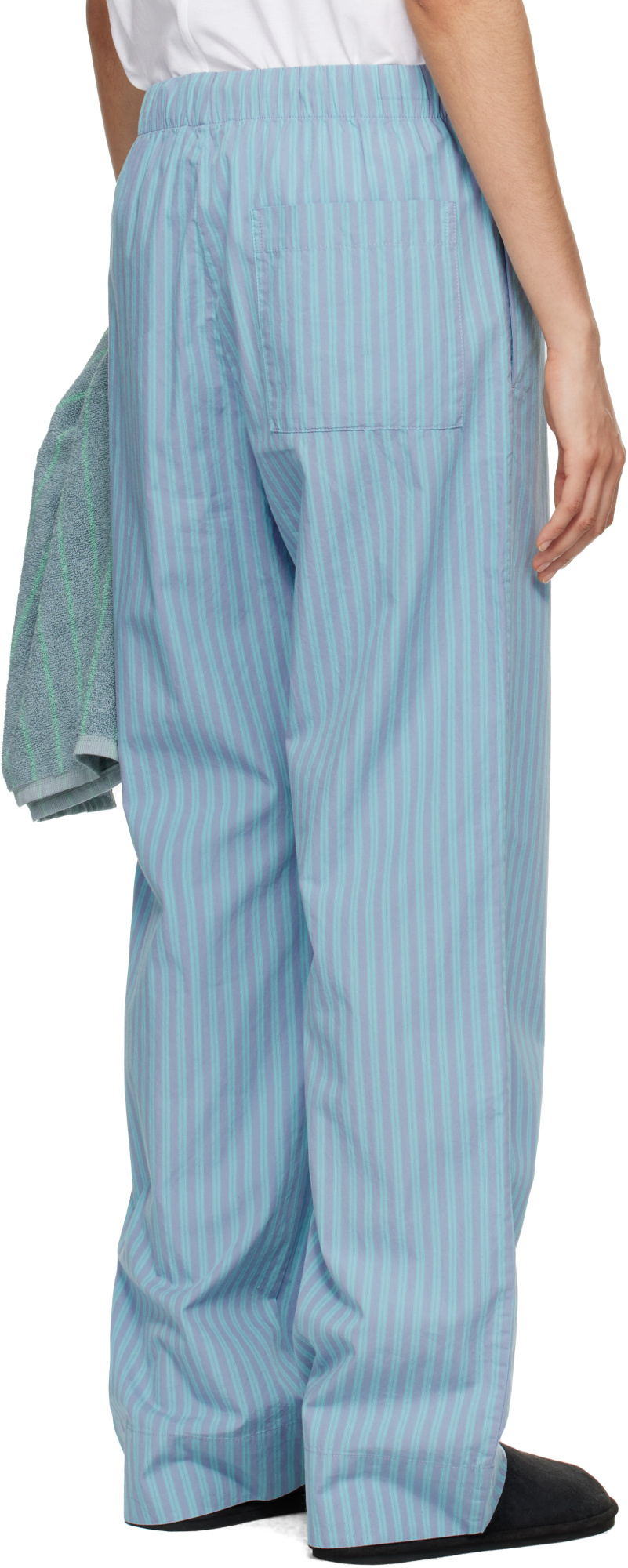 Tekla X Auralee Striped Pajama Pants In Blue