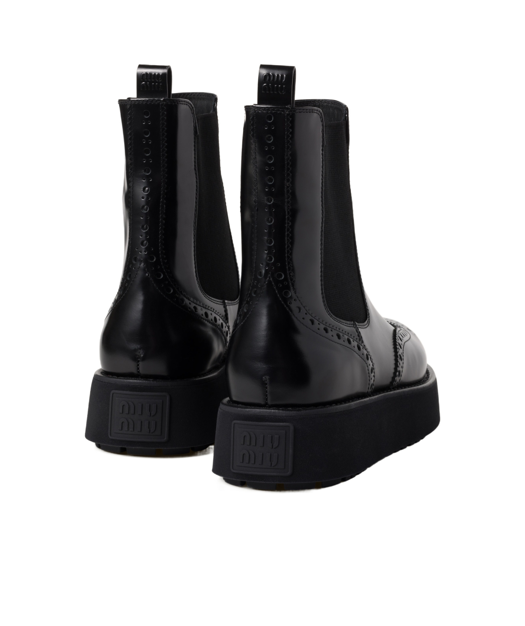 Miu Miu Round-head Short Boots In Black