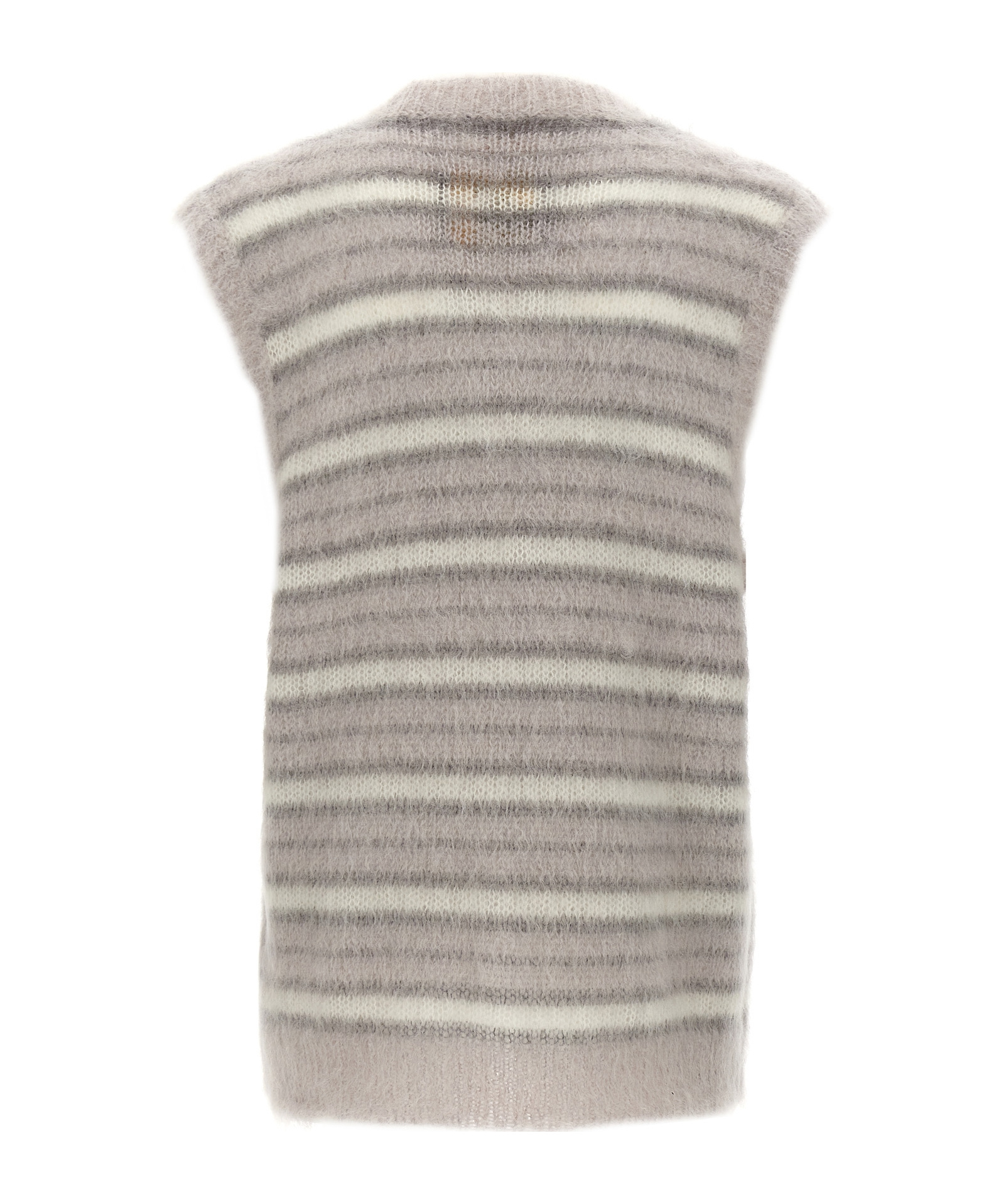 Marni Soft Striped Sleeveless V-neck Vest In Gray