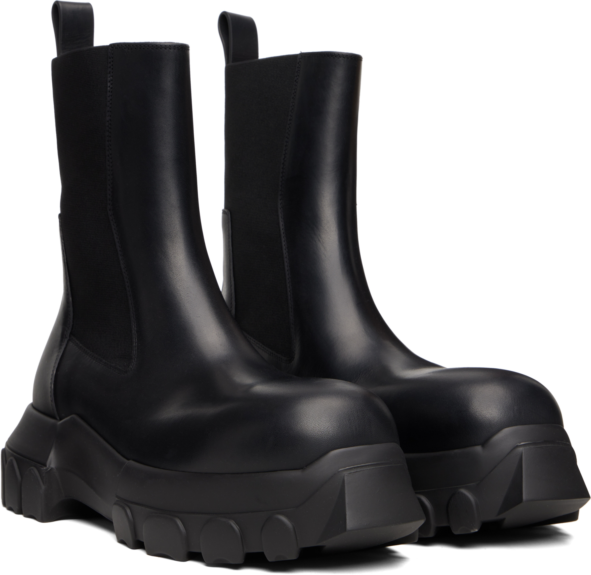Rick Owens Black Concordians Beatle Bozo Tractor Chelsea Boots In Black