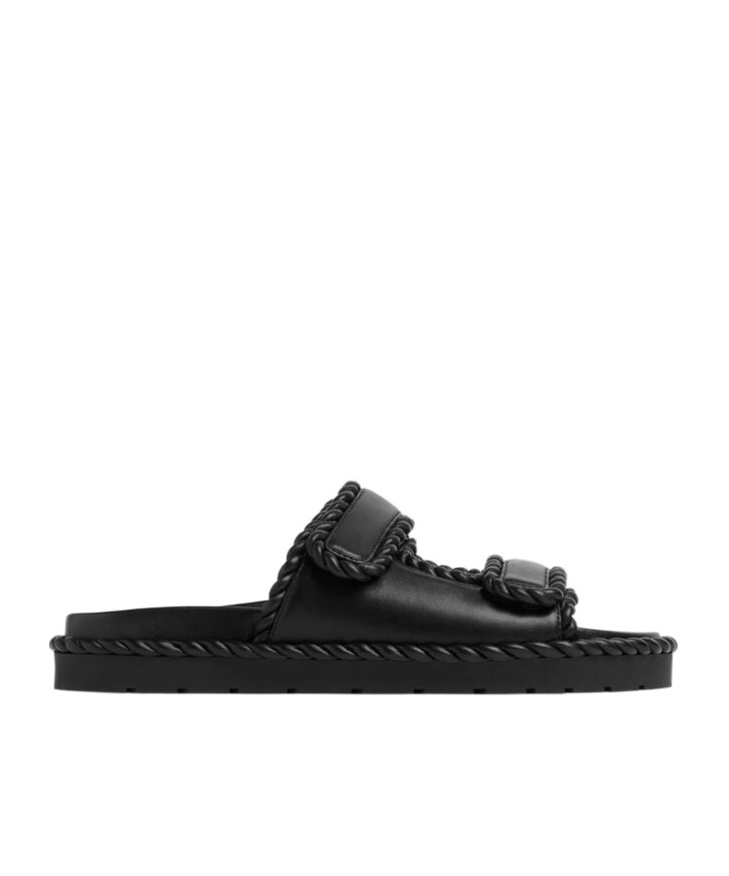 Bottega Veneta Jack Flat Mule Black Nappa Leather Sandals In Black