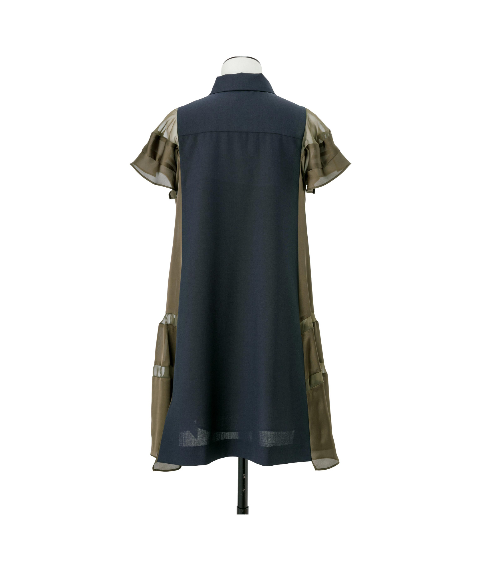 Sacai Chiffon-trimmed Paneled Satin And Crepe Mini Dress In Black