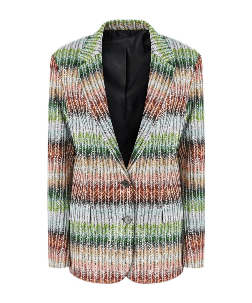 Shop Missoni Zigzag-woven Blazer In Multicolor