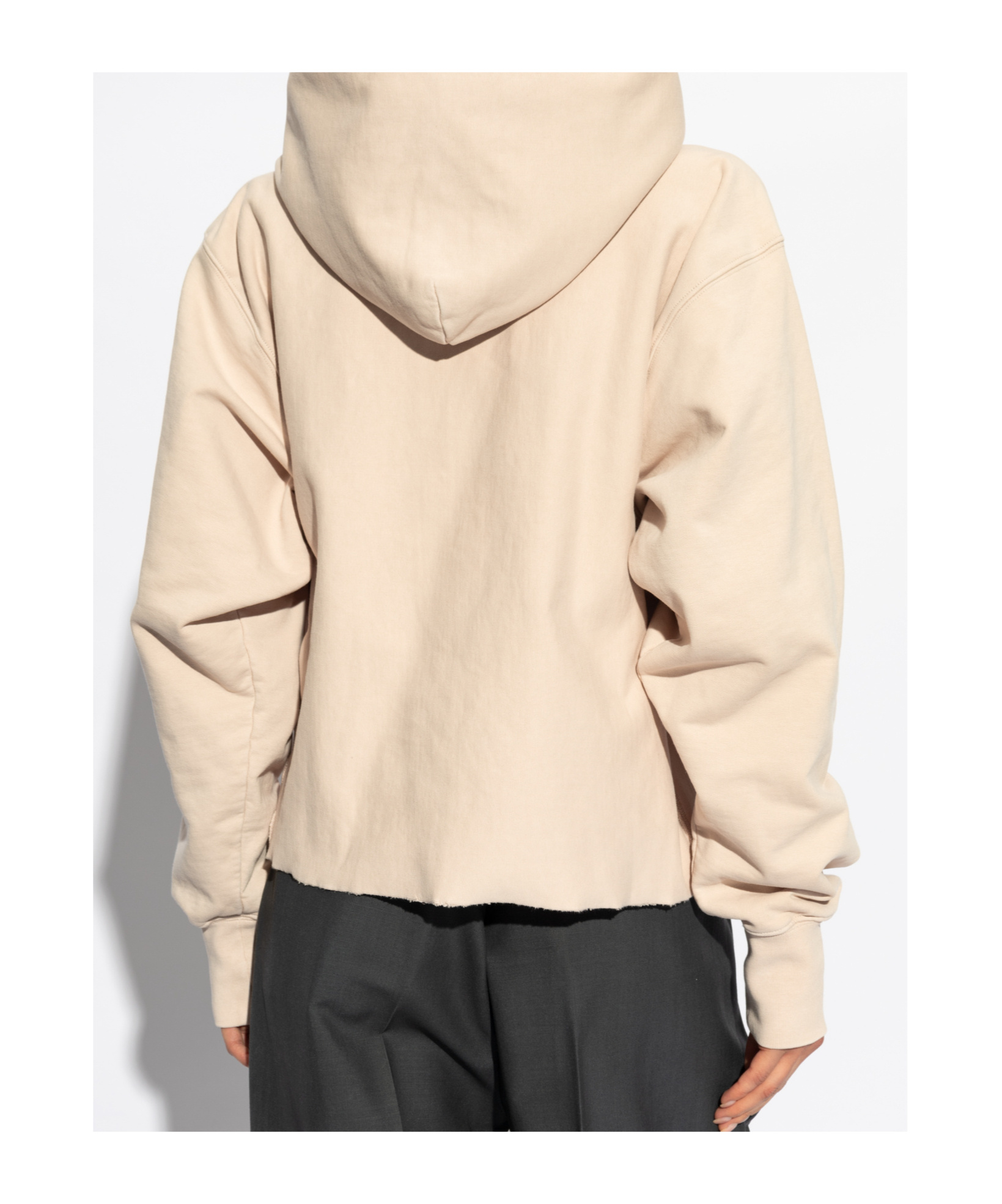 Maison Margiela Cotton Sweatshirt With Hood And Ribbed Cuffs In Nude