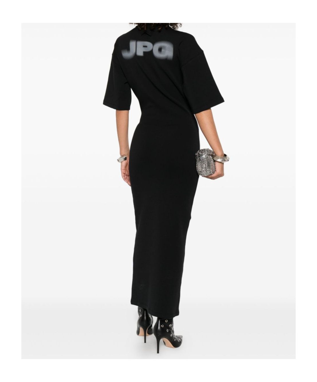 Jean Paul Gaultier Printed Cotton-blend Jersey Maxi Dress In Black