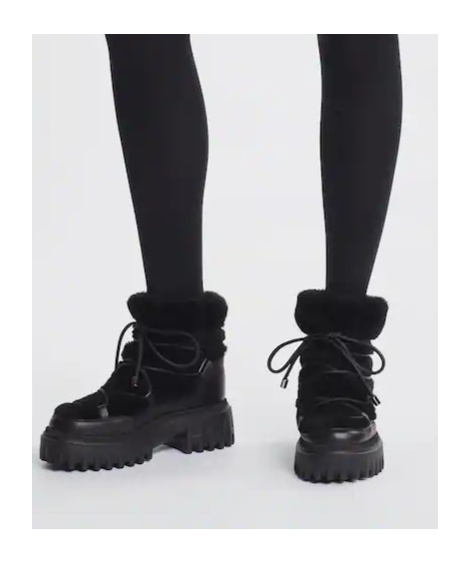 Hogan Fur-trimmed Boots In Black