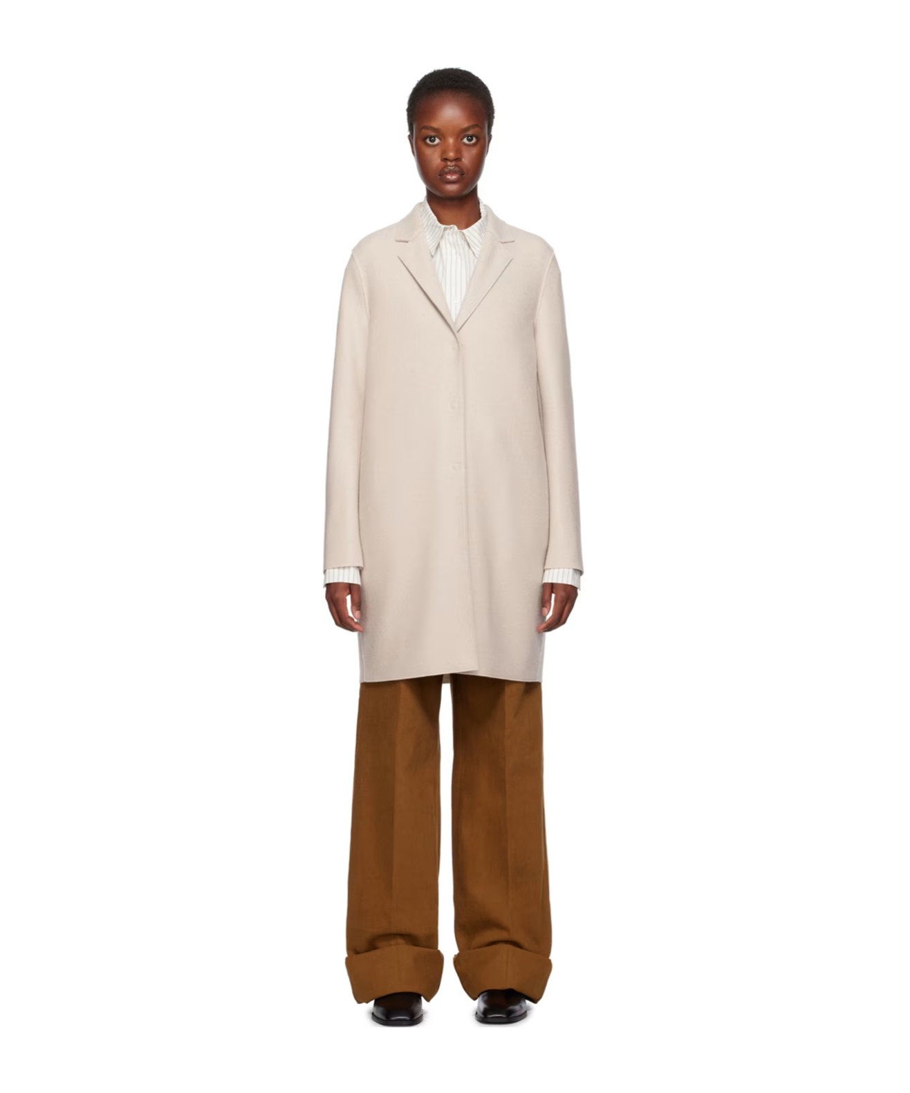 Harris Wharf London Notched Lapel Coat In Nude